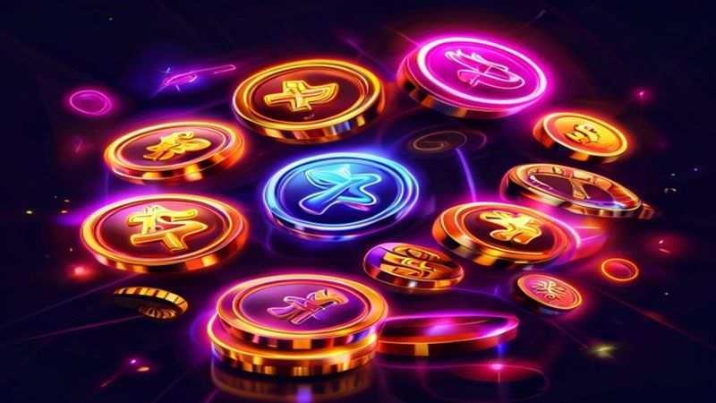 Màn hình slot nổ hũ với các biểu tượng và nút quay